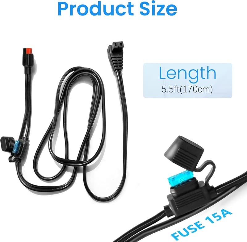 12V DC Power Cable, Anderson Connector to DC Plug, 6.5FT