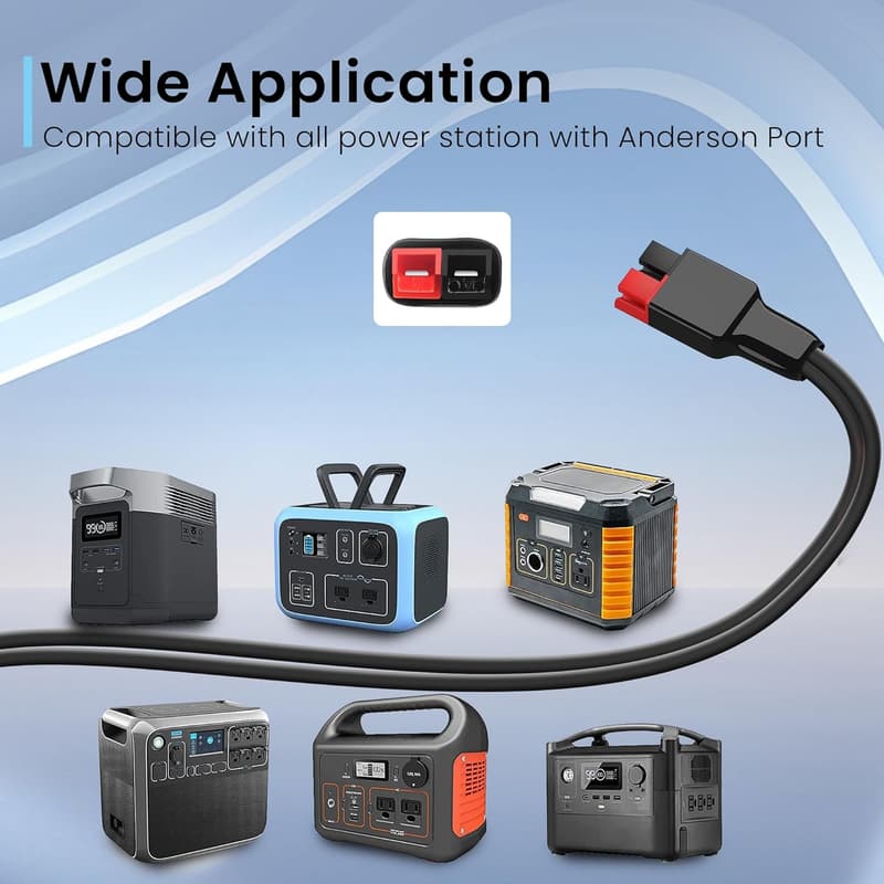 12V DC Power Cable, Anderson Connector to DC Plug, 6.5FT