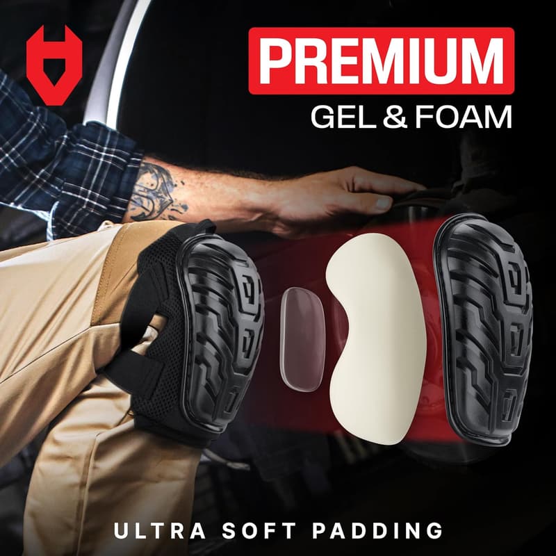 Heavy-Duty Gel Knee Pads for Construction with Adjustable Straps