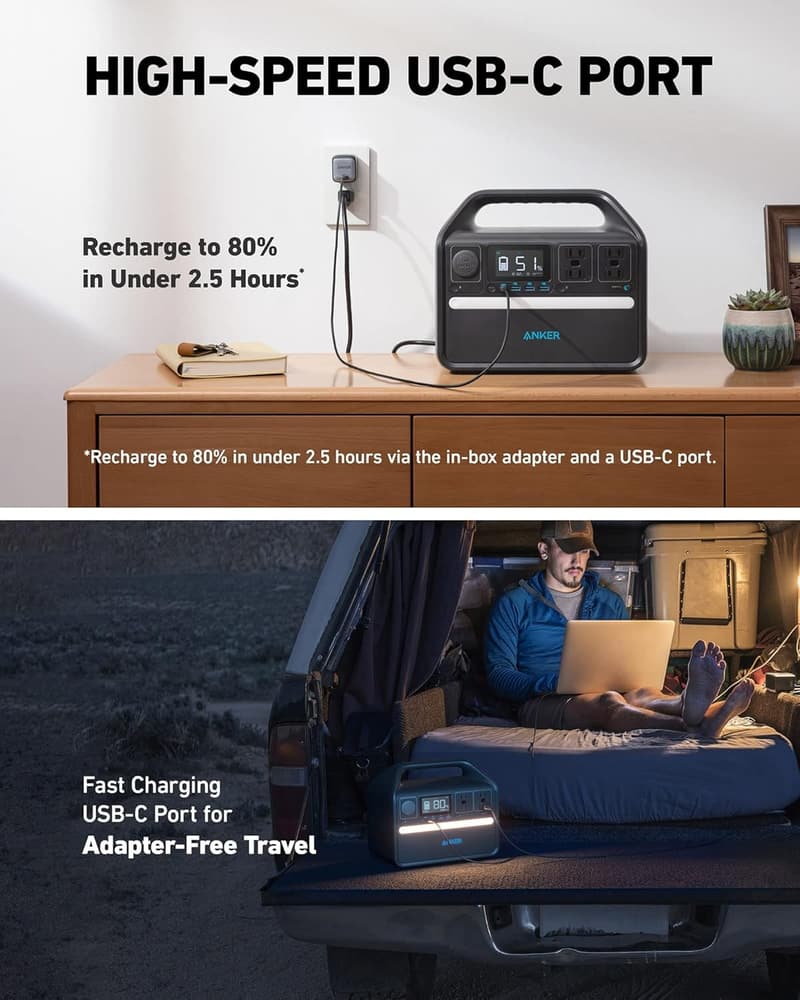 Anker 535 Portable Power Station, 512Wh Solar Generator for Camping