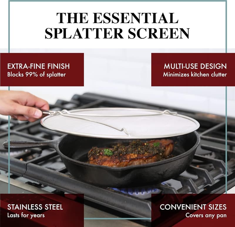 13-Inch Stainless Steel Grease Splatter Screen for Cooking