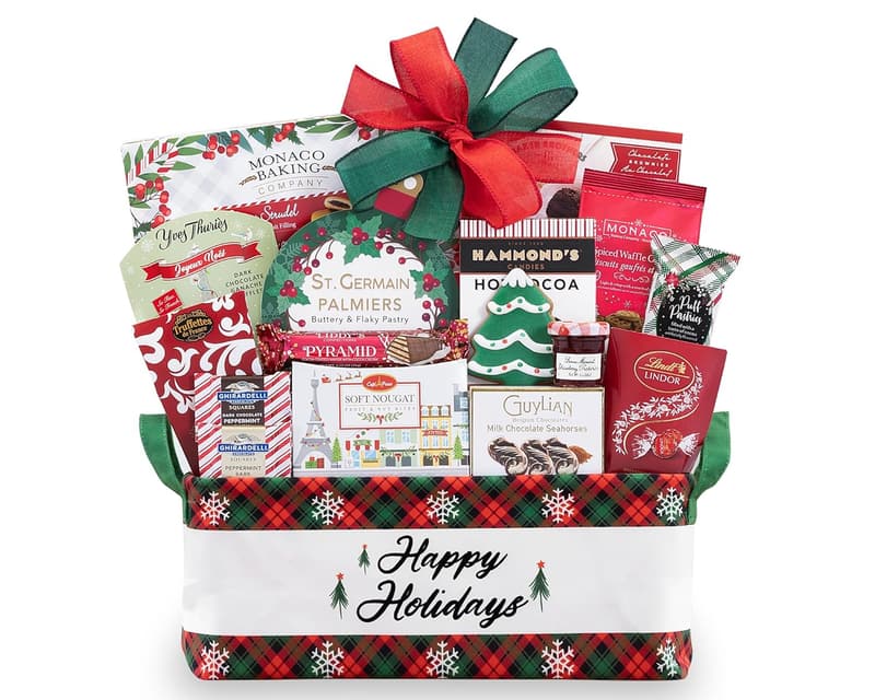 Happy Holidays Gift Basket for Wine Lovers