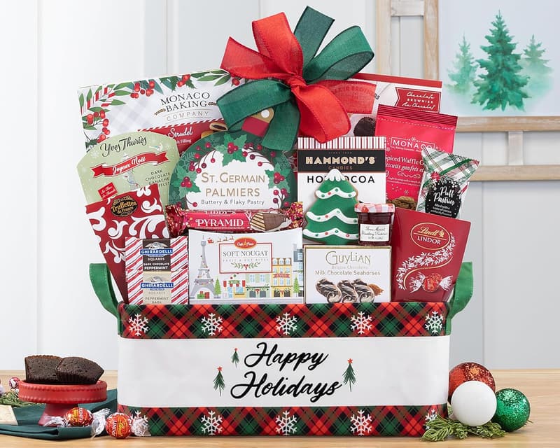 Happy Holidays Gift Basket for Wine Lovers