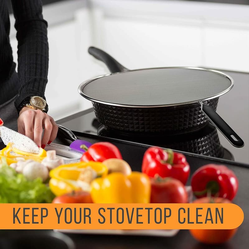 4-Piece Stainless Steel Splatter Guard Set with Comfort Grip