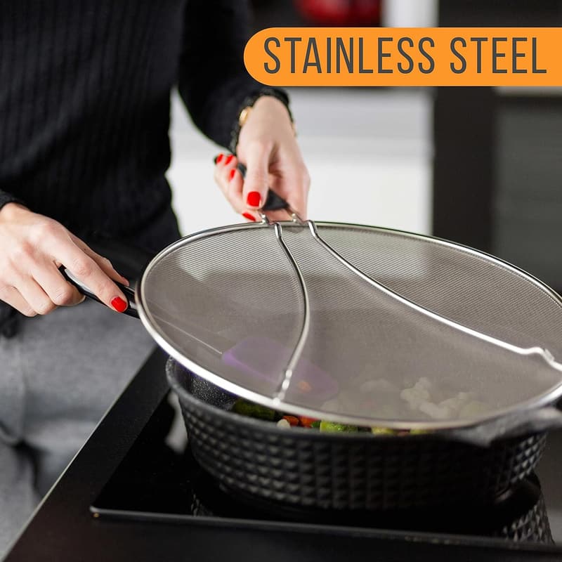 3-Piece Stainless Steel Splatter Guard Set for Cooking
