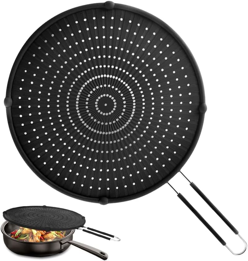 Heat-Resistant Silicone Frying Pan Splatter Screen, 16in