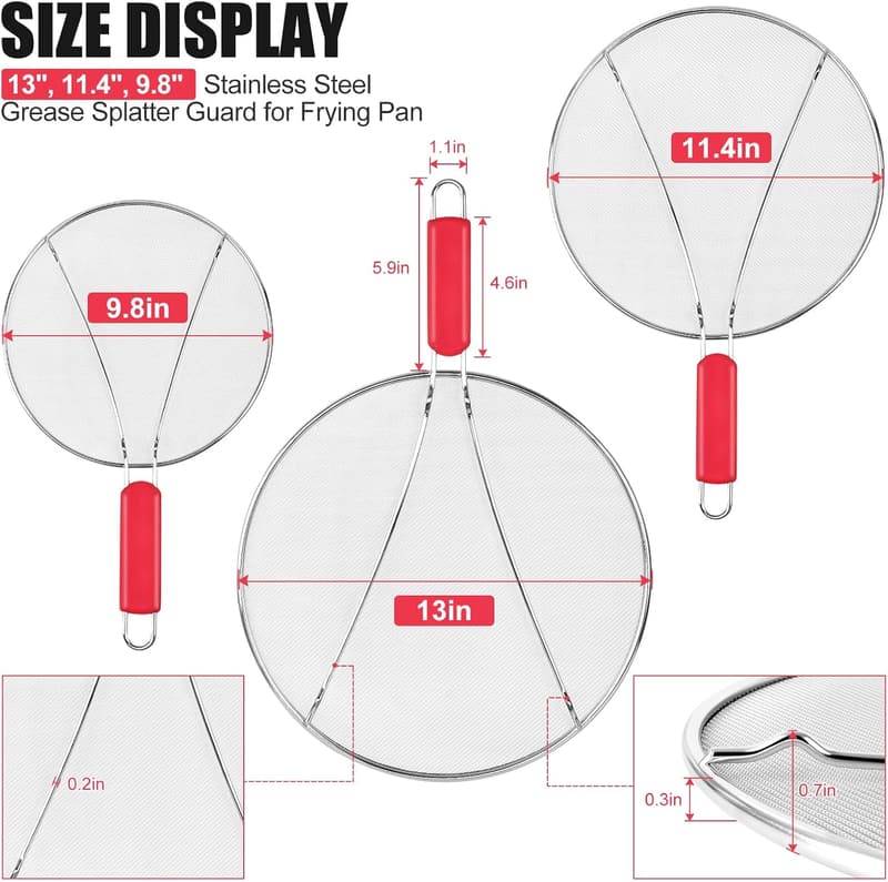 Ultra Fine Mesh Stainless Steel Frying Pan Splatter Screen
