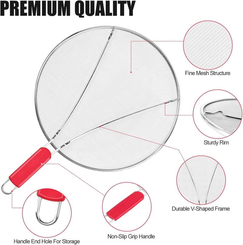 Ultra Fine Mesh Stainless Steel Frying Pan Splatter Screen
