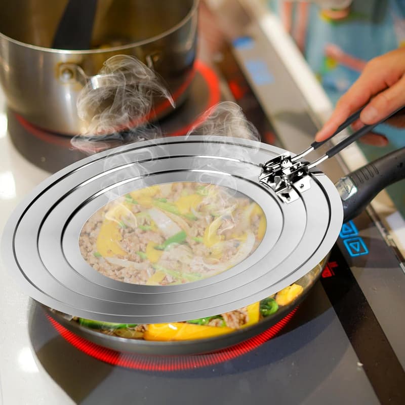 Stainless Steel Frying Pan Splatter Screen with Folding Handle