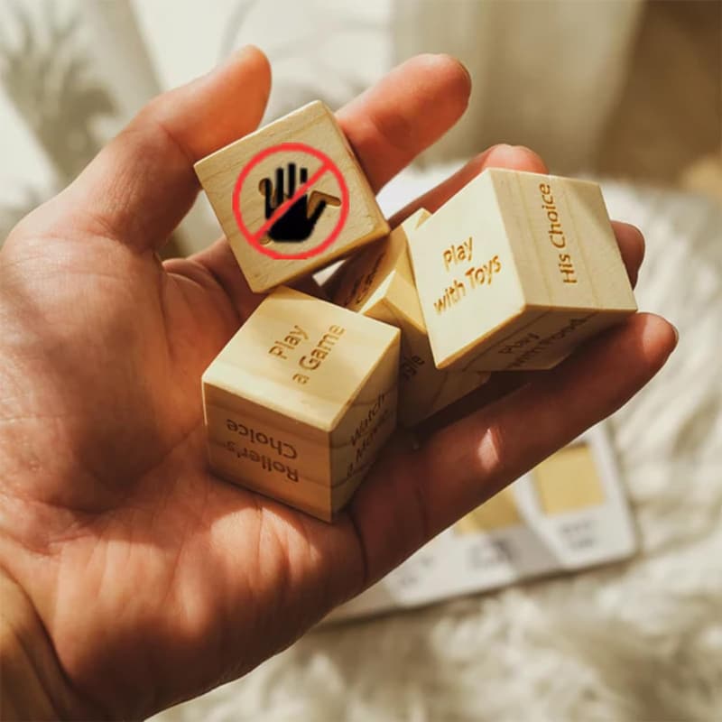 Valentine's Day Date Night Dice for Couples - Portable Wooden Set