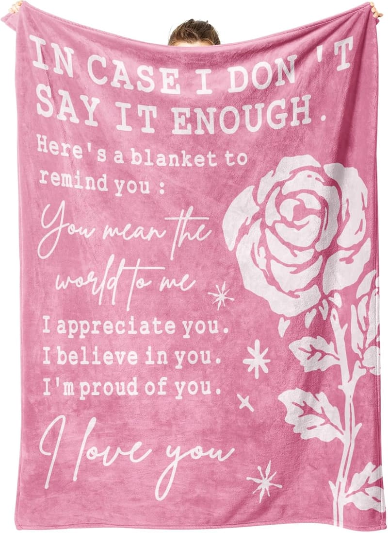 Anniversary Rose Print Blanket for Women, 50” x 60”