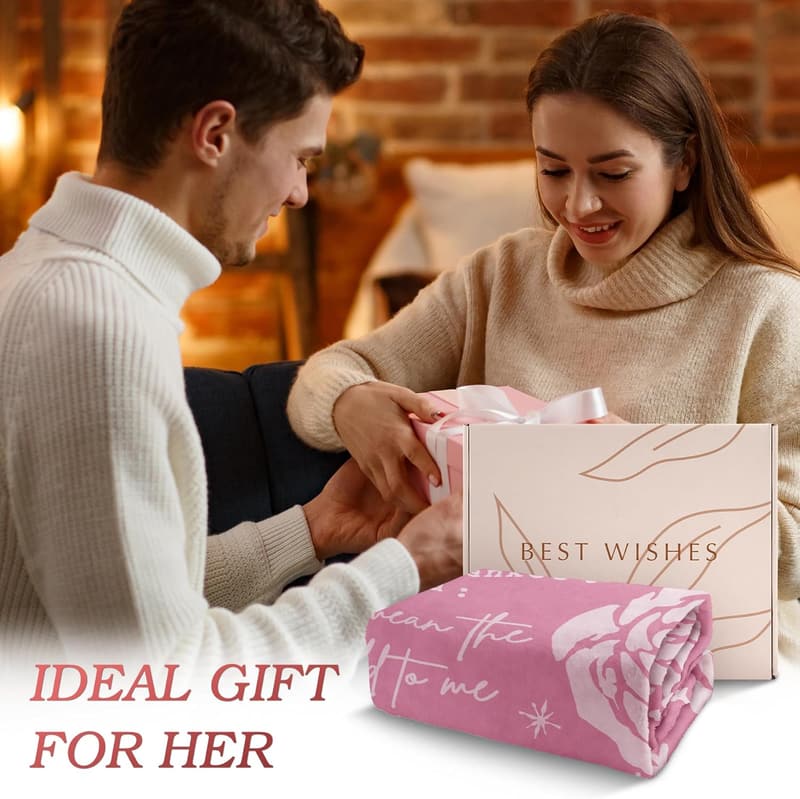 Anniversary Rose Print Blanket for Women, 50” x 60”