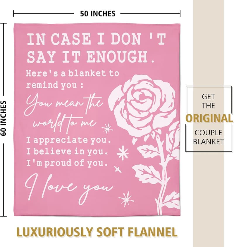 Anniversary Rose Print Blanket for Women, 50” x 60”