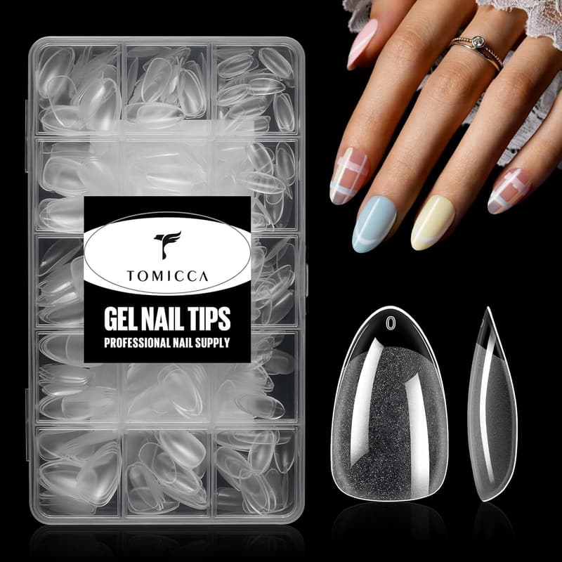 240 Pcs Clear Almond Acrylic Nail Tips for Home Manicure