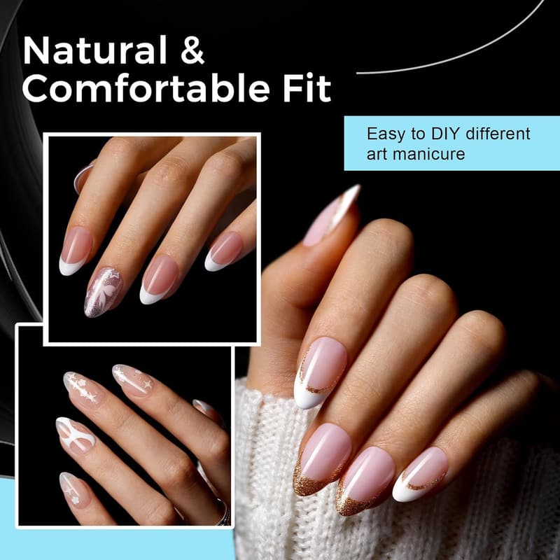 240 Pcs Clear Almond Acrylic Nail Tips for Home Manicure