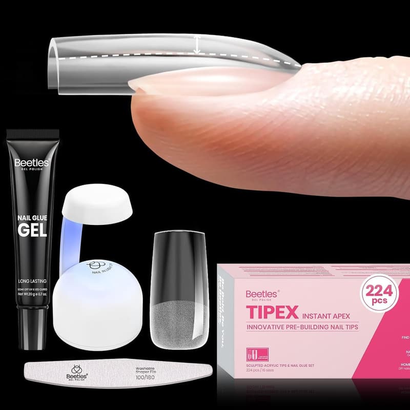 Medium Fake Nail Kit with 224 Square Tips & Glue