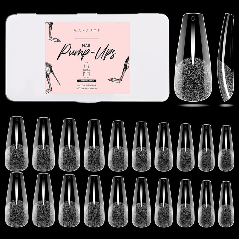 500pcs Long Clear Coffin Press-On Acrylic Nail Tips