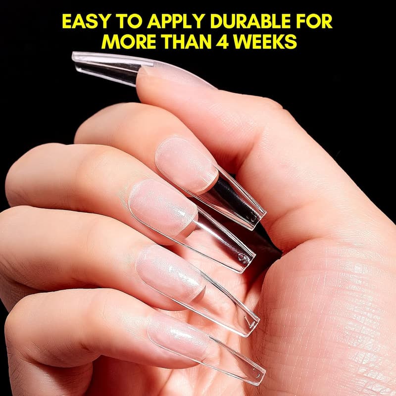 500pcs Long Clear Coffin Press-On Acrylic Nail Tips