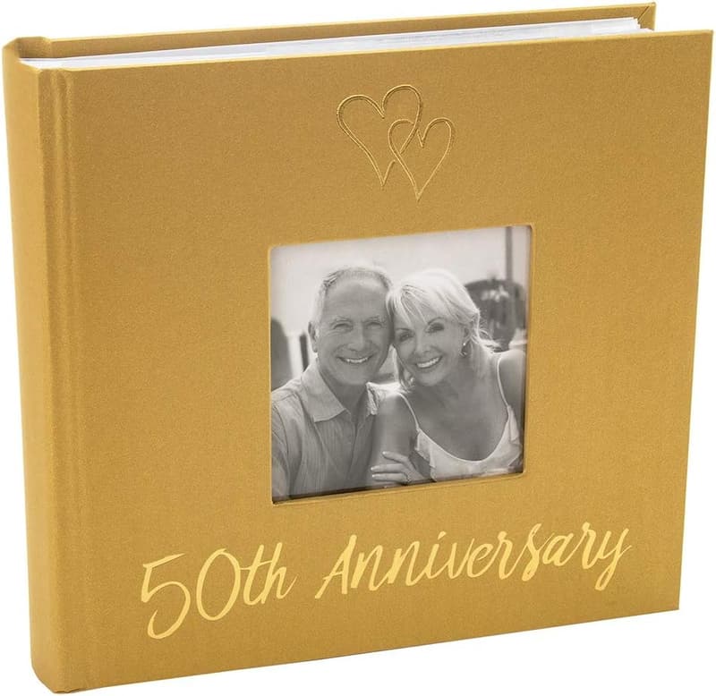50th Wedding Anniversary Photo Album with Double Heart Design