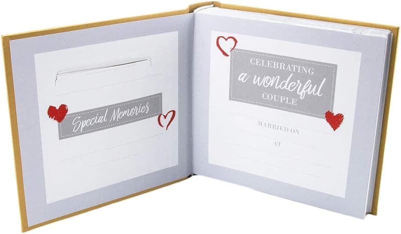 50th Wedding Anniversary Photo Album with Double Heart Design