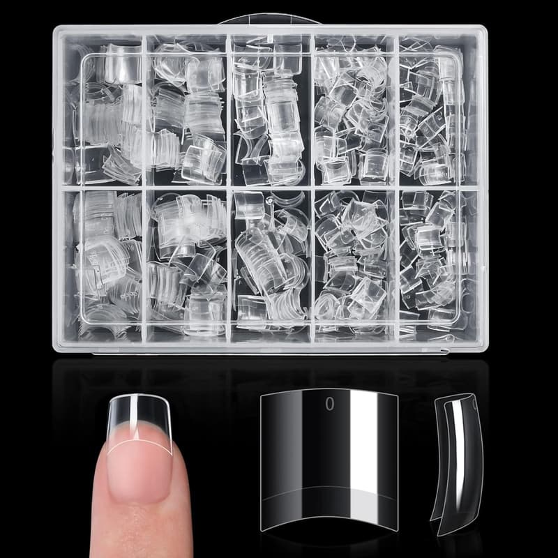 500PCS Clear Short Acrylic Nail Tips - Manicure Set