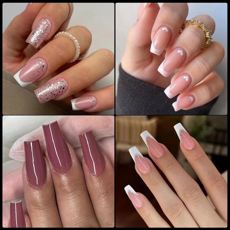 600pcs Clear Medium Square Gel Nail Tips for DIY Manicure