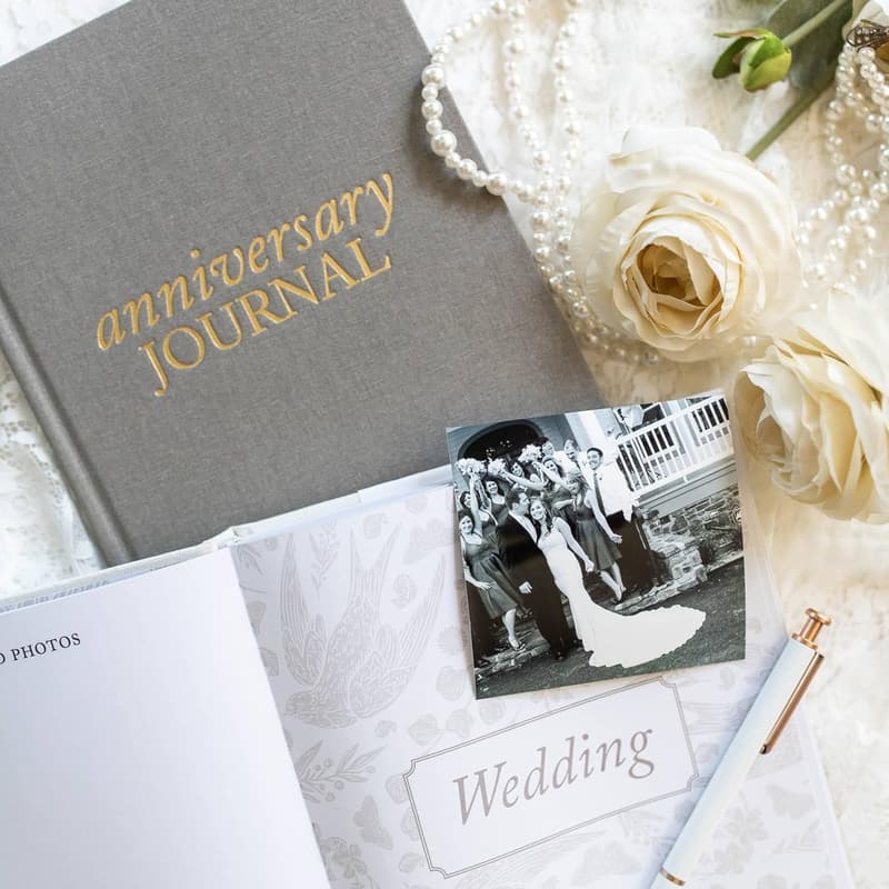 Anniversary Journal for Couples - 189-Page Memory Book (Taupe)