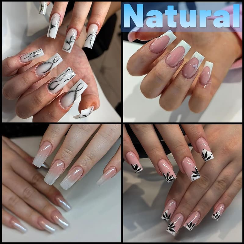 240pc Medium Square Gel Nail Tips - Clear Acrylic Press-Ons