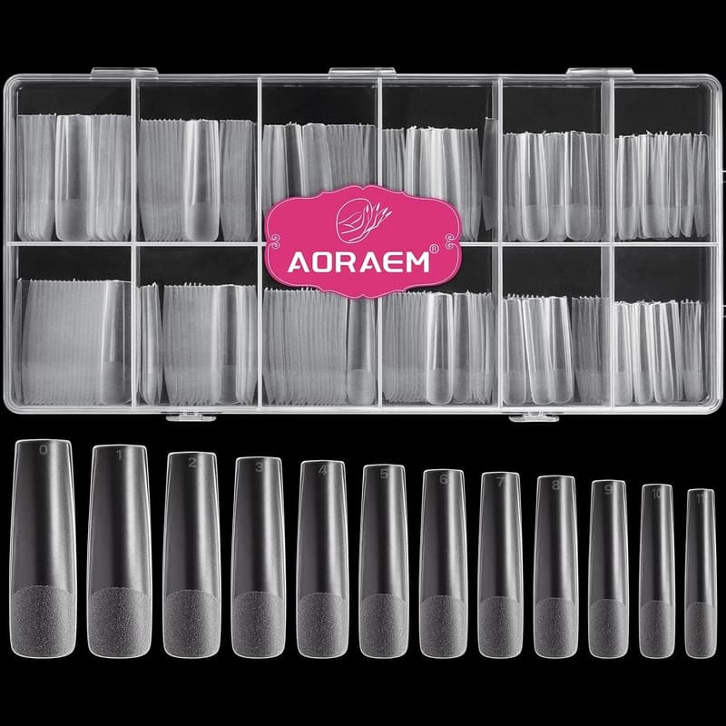 240PCS XXL Clear Fake Nails - Long Tapered Acrylic Tips with Case
