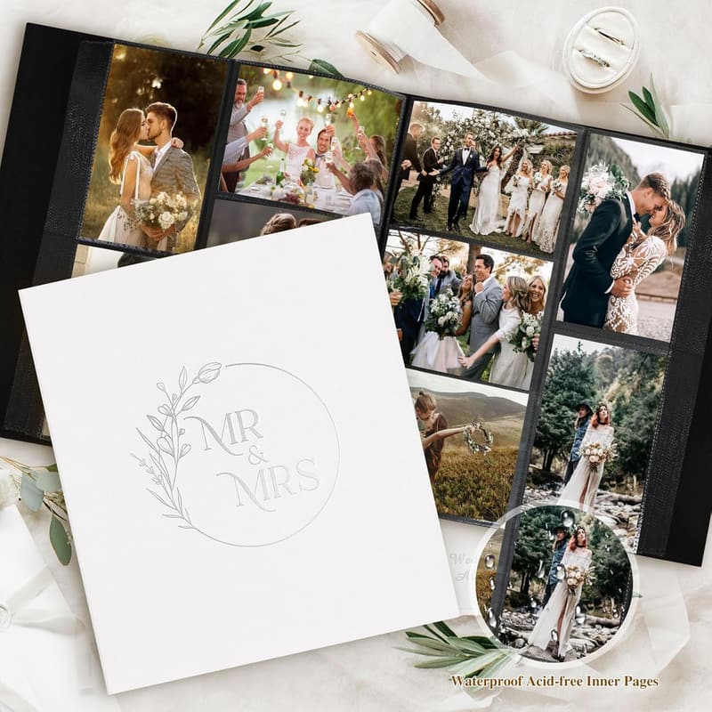 Newlywed Linen Hardcover Wedding Photo Album - 600 Pockets