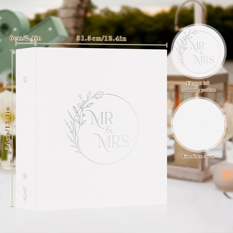 Newlywed Linen Hardcover Wedding Photo Album - 600 Pockets