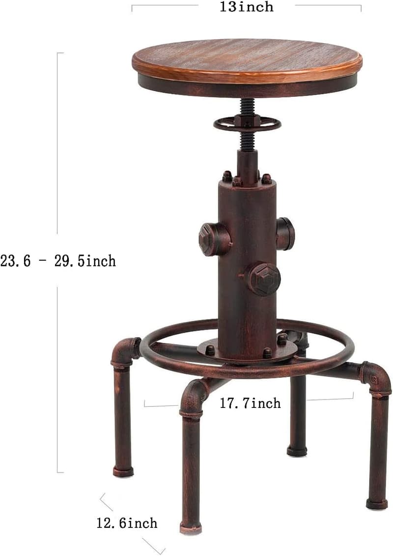 Industrial Red Bronze Barstool Set of 2 - Fire Hydrant Design