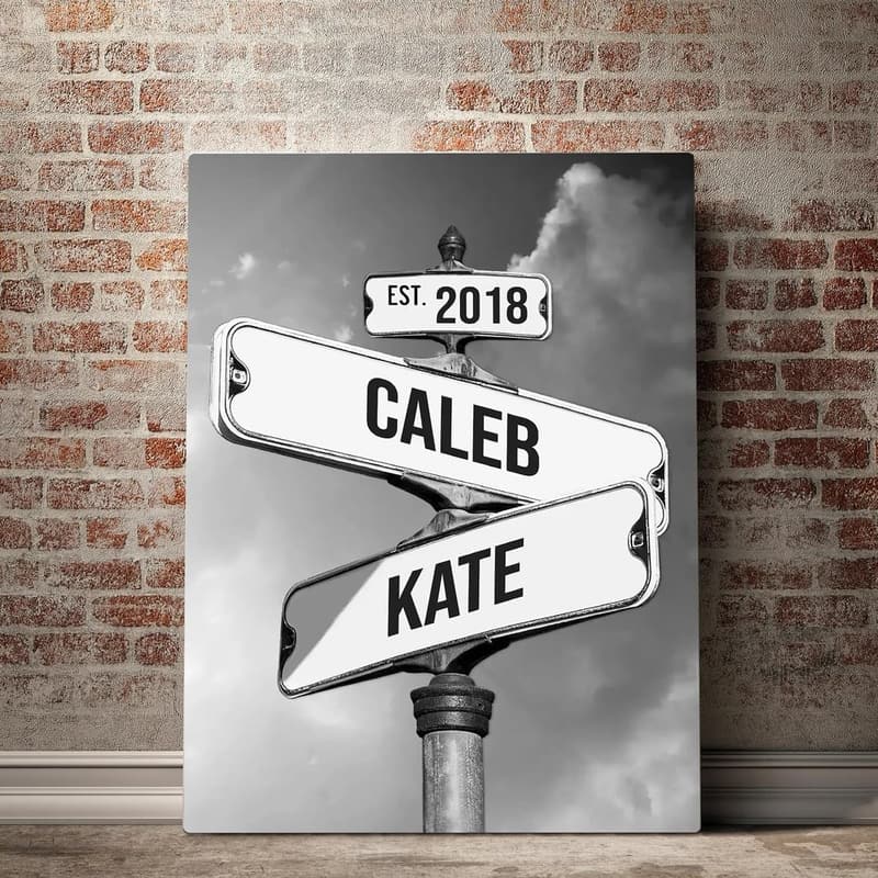 Personalized Couples' Vintage Street Sign Canvas Print