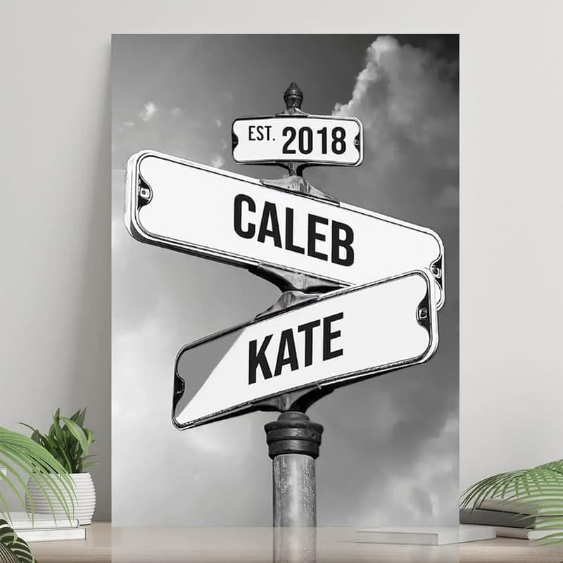 Personalized Couples' Vintage Street Sign Canvas Print