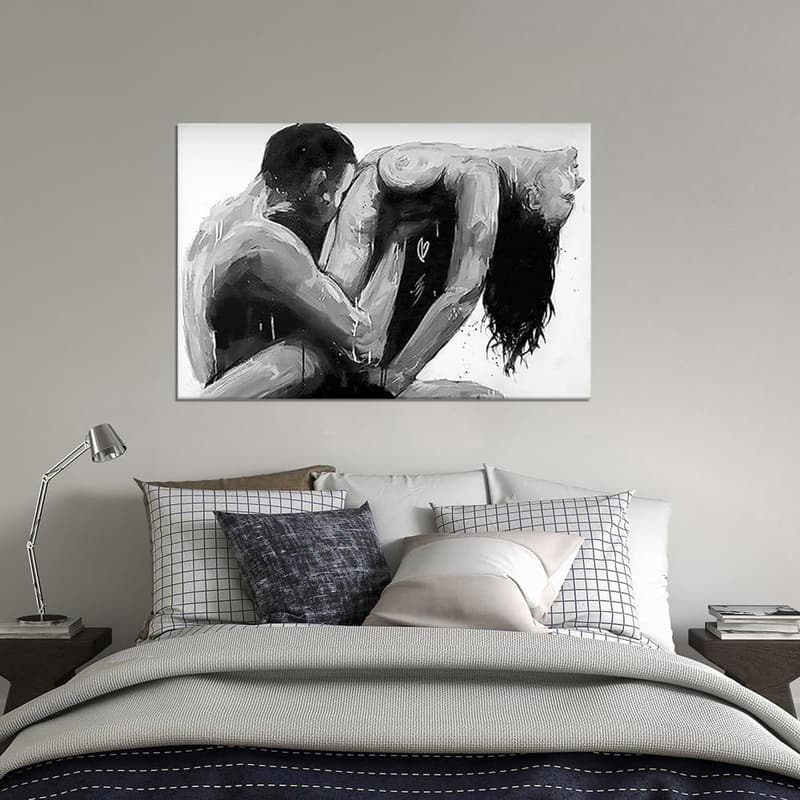 Nude Couple HD Canvas Art - Black & White Bedroom Decor 24x36