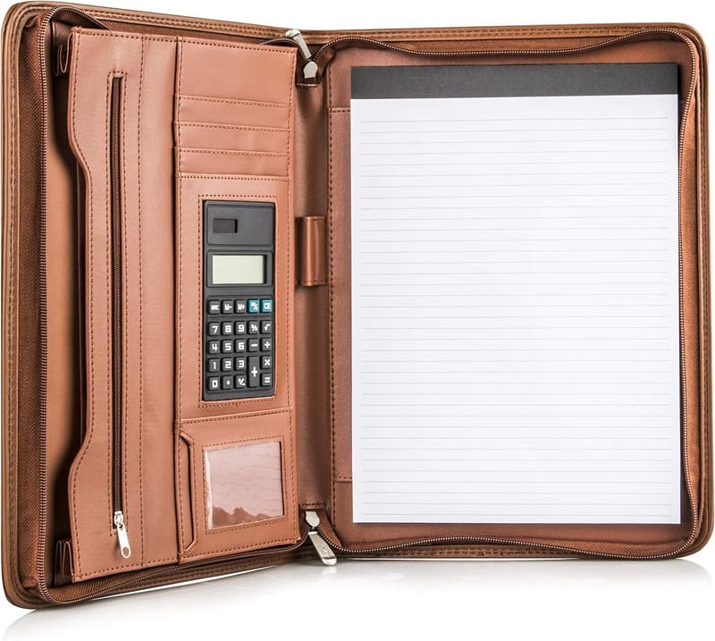 Premium Business Portfolio in Tan with Tablet Sleeve & Smart Storage