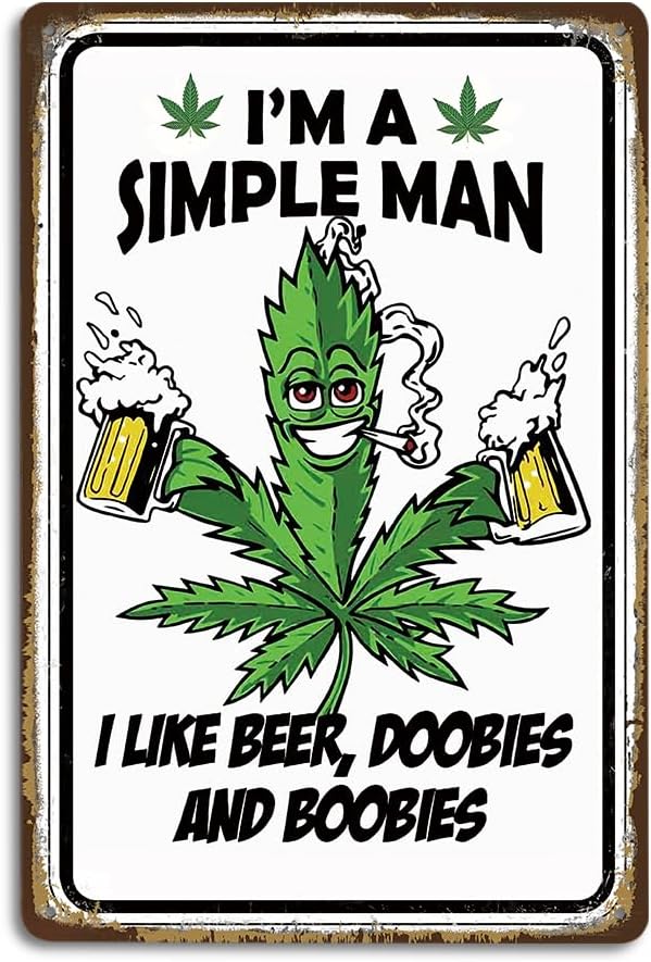 Humorous Vintage Metal Tin Sign for Bar or Man Cave, 12x8 inches