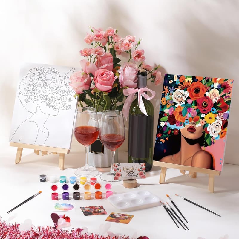 Couples Date Night Painting Kit - 2 Pre-Drawn Canvases