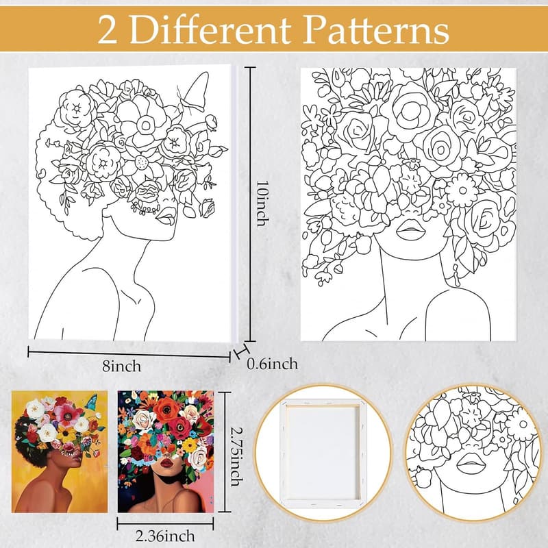Couples Date Night Painting Kit - 2 Pre-Drawn Canvases