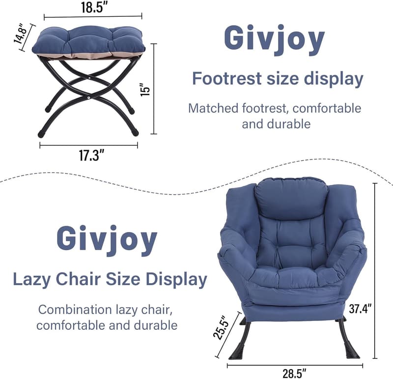 Modern Lounge Chair with Ottoman and Side Pocket for Living Room