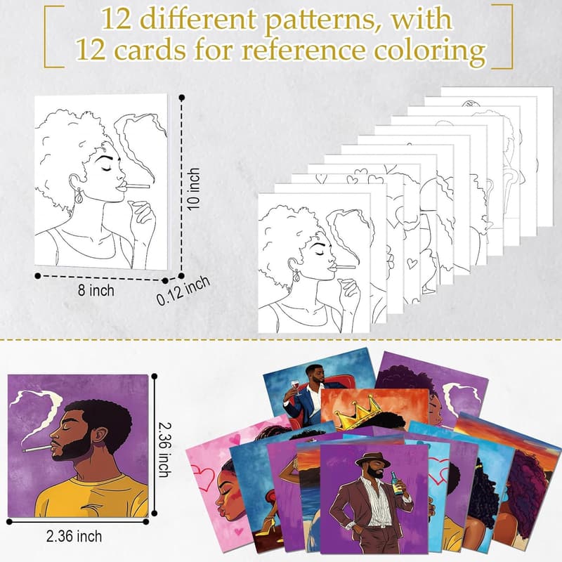Sip and Paint Party Kit - 12 Pre-Drawn Canvases for Couples
