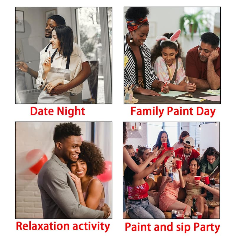 Paint and Sip Couples Canvas Kit - Pre-Drawn for Date Night