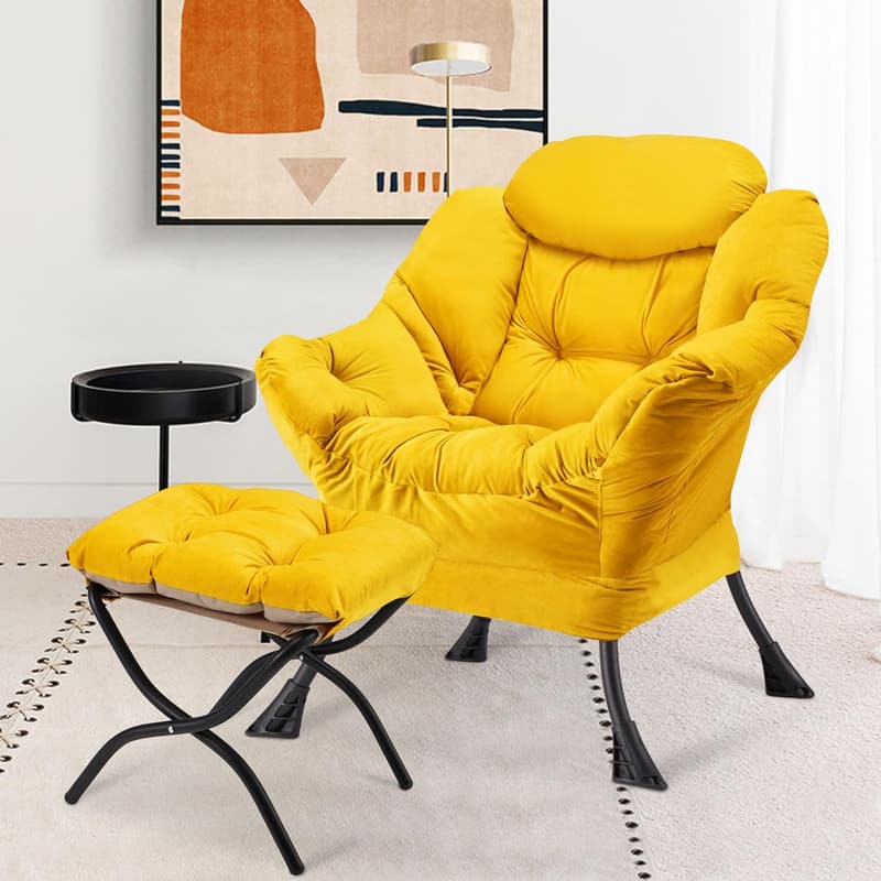 Yellow Oversized Accent Chair with Ottoman for Living Room