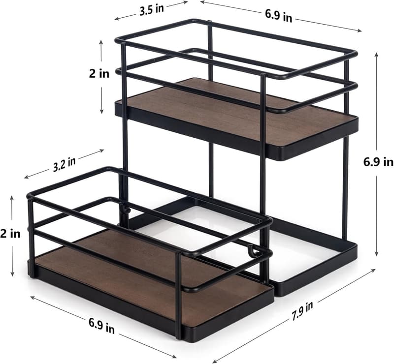 2-Tier Coffee Syrup Organizer - 4 Bottle Capacity Kitchen Storage