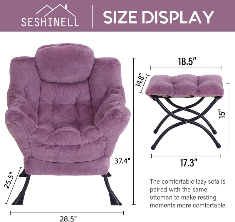 Modern Accent Chair & Ottoman Set for Living Room or Office