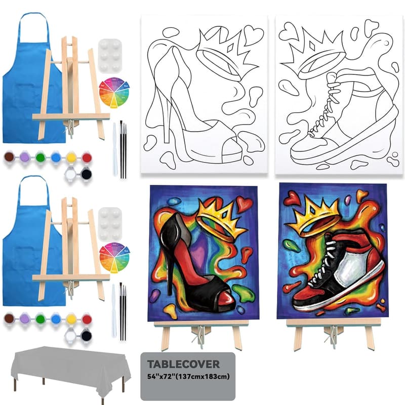 Paint and Sip Canvas Kit for Couples Date Night - 2 Pack