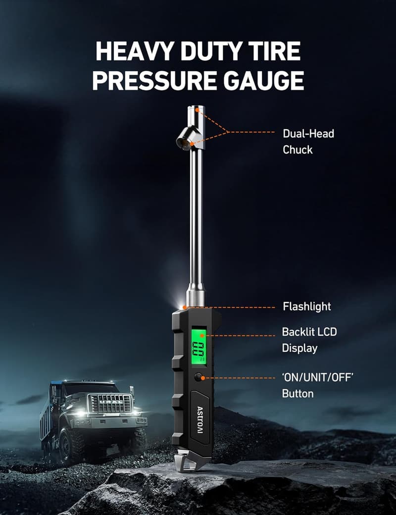 Heavy Duty Digital Tire Pressure Gauge for Trucks & RVs