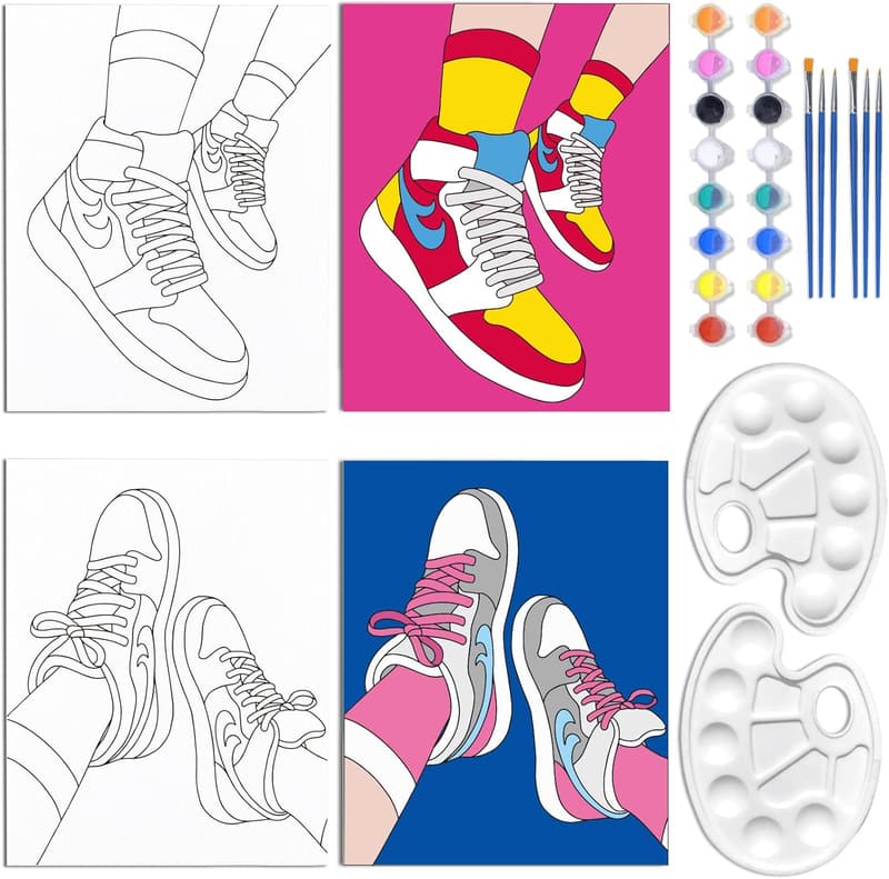 Valentine's Day Retro Sneakers Canvas Painting Kit for Couples