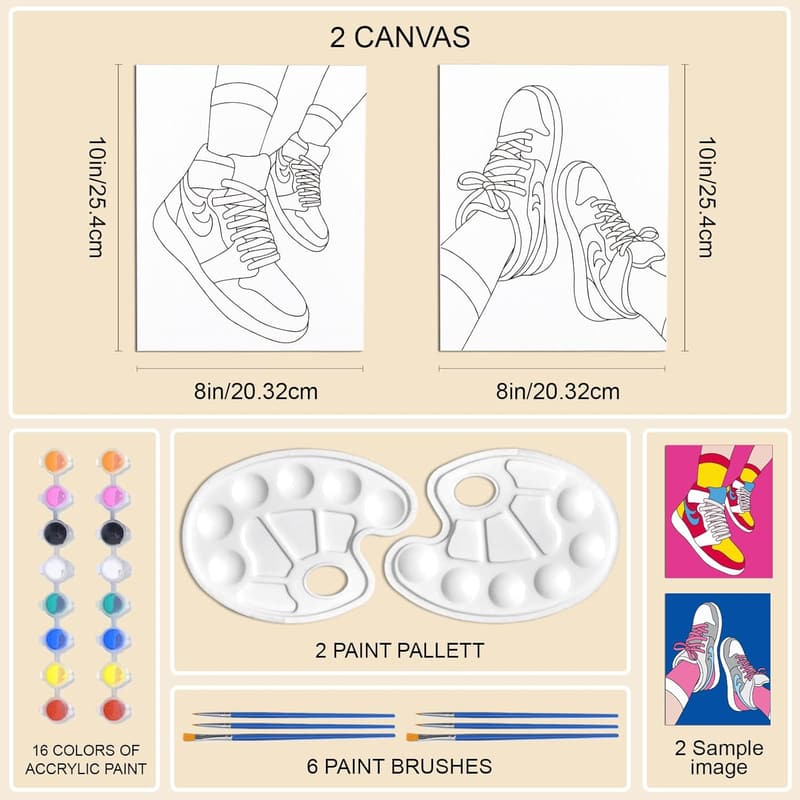 Valentine's Day Retro Sneakers Canvas Painting Kit for Couples
