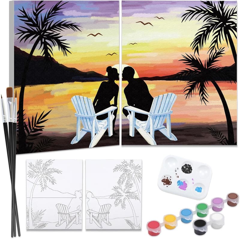 Valentine's Day Painting Canvas Set for Couples (8x10)